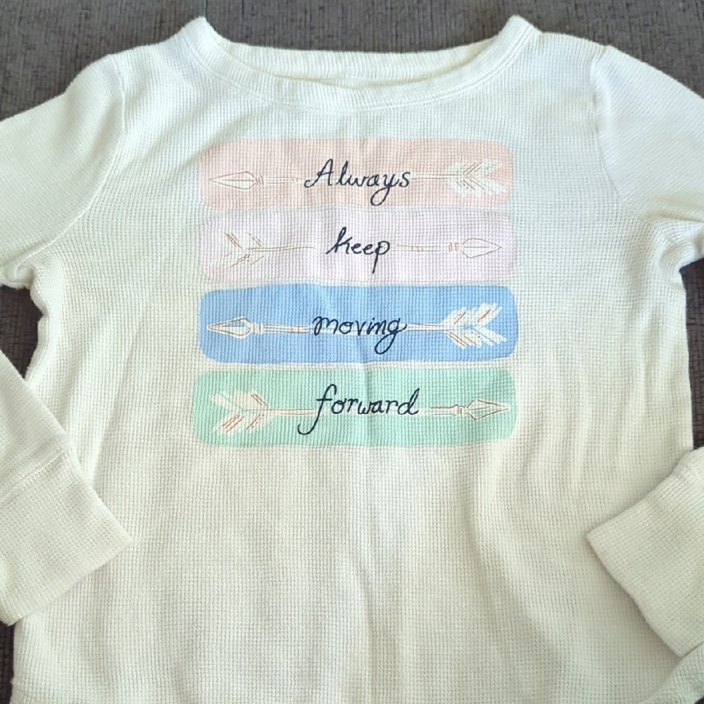 White Long Sleeve Tee with Pastel Graphic Design